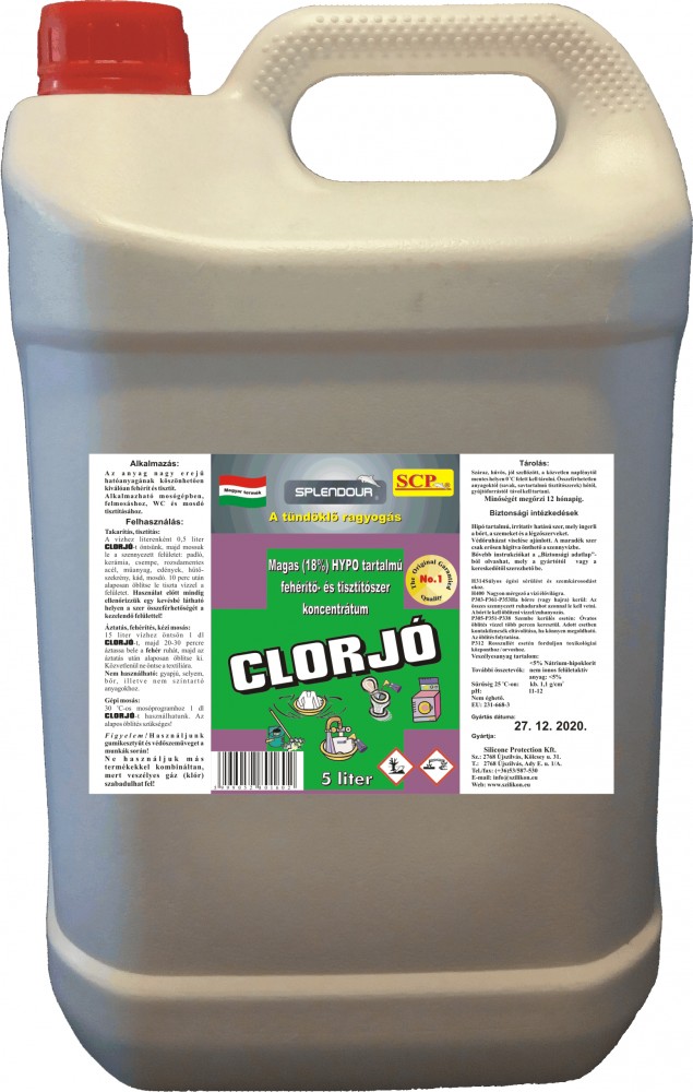 Clorjó fehérítő- és tisztítószer 5 liter, extra - 18% hypo-tartalom